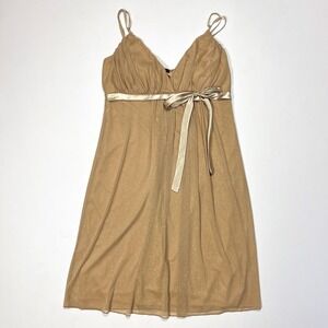 First Kiss Y2K Champagne Sparkly Formal Dress Gold Shimmery Eveningwear 2000s